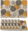 Leaves Place Mats Set of 6, Stripes and Dots Table Mats,Heat Insulation Non Slip Washable Dining Placemats for Wedding Holiday Party Kitchen Decor 12X18 in