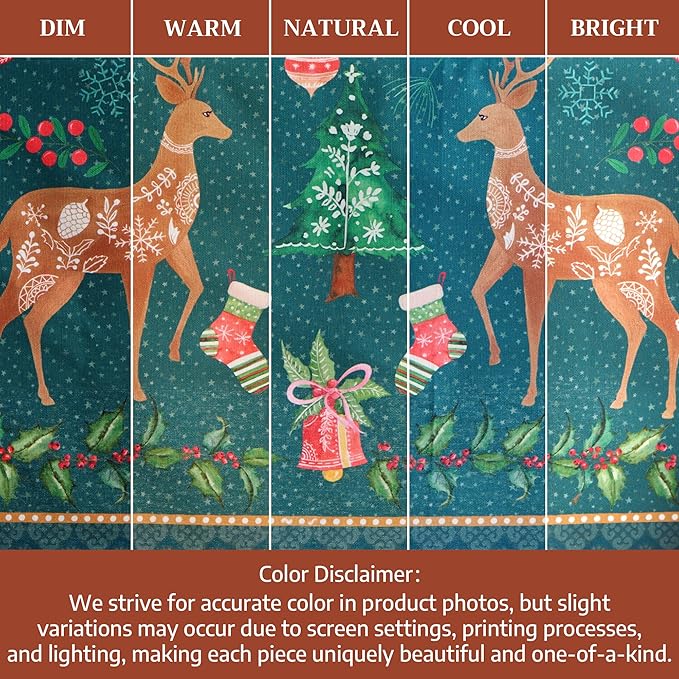 Maison d' Hermine Table Cloth Rectangle Table 100% Cotton 70 x 120 Inches Fall Tablecloth Reusable Everyday Use for Thanksgiving Christmas Decorations Dining Farmhouse Party (Hygge Christmas)