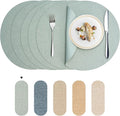Round Wipeable Placemats Set of 4 – Faux Leather Round Table Mats, Waterproof & Washable Vinyl Placemats, Circle Design for Dining Table Decor– Sage Green