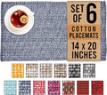 Urban Villa Placemats for Dining Table 100% CottonPlacemats 14''x20'' Over Sized Tablemats Set of 6Placemats Blue/White Two Tone Tablemats for Family Dinners Wedding Parties Everyday Use Placemats