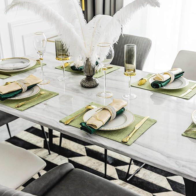 Home Brilliant Green Placemat Set of 8 Washable Place Mats Placemats Heat Resistant Sage Placemat for Dining Table Kitchen Table Mats Decor, Grass Green
