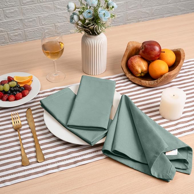 Blue Needles Solid Cloth Napkins Set of 12 Hunter Green 100% Cotton Dinner Napkins 18x18 inches - Soft, Reusable, Absorbent & Washable Linen, Ideal for Wedding Events, Parties & Everyday Use