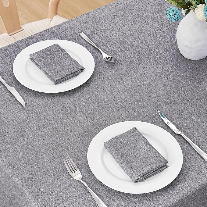 Rectangle Tablecloth Linen Textured Waterproof & Stain Resistant Table Cloth Wrinkle Free Decorative Fabric Farmhouse Table Cover for Dining/Party/Buffet/Wedding, 52 x 70 Inch, Dark Grey