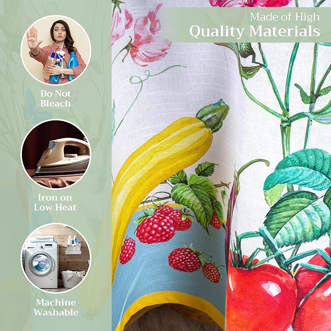 Maison d' Hermine Table Cloth Round Table 100% Cotton 69 Round Inches Tablecloth Reusable Decorative for Dining Room Farmhouse Home Valentines Day Decorations Spring Summer - Giverny