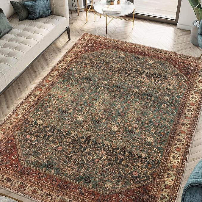 Keen Home Design 3x5 Rug - Machine Washable Entry Rug with Non-Slip Backing, Ideal for Enteryway, Kitchen, Bathroom, Laundry Room - Vintage, Easy Clean, Durable, Low Pile Rug - (3' x 5')