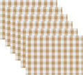 Urban VillaPlacemats for Dining Table 100% Cotton Placemats 14''x20'' Over Sized Tablemats Set of 6 Placemats Taupe/White Buffalo Check Tablemats for Family Dinners Wedding PartiesPlacemats
