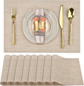 SLKQG Placemats Set of 8 - Easy Clean Washable Vinyl Placemats - Wipeable Heat Resistant Table Mats for Dining Table - 17.7x11.8 Inch (8, Beige)