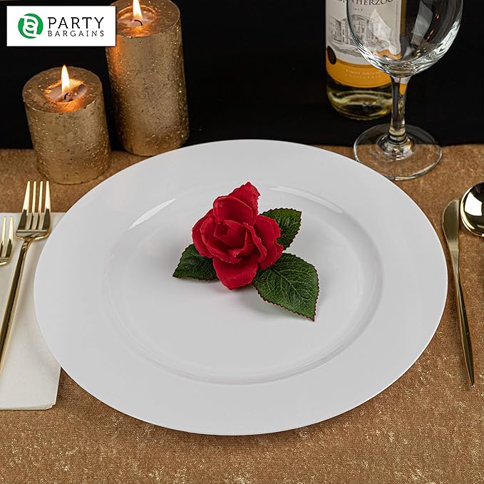 PARTY BARGAINS 13-Inch Charger Plates - 96 Pack, White, Heavy-Duty Disposable Chargers for Elegant Dining - Ideal for Weddings and Formal Events