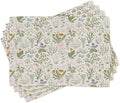 Ambesonne Floral Place Mats Set of 8, Vintage Garden Plants Herbs Flowers Botanical Classic Design Art, Washable Fabric Placemats for Dining Table, Placemat 8 pcs, Reseda Green Beige