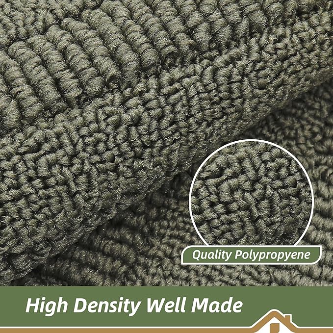 BEQHAUSE 30x18 Inch Kitchen Rug Mat Durable Kitchen Rugs Non-Slip Washable Absorbent Kitchen Mats for Floor Dirt-Resistant Semicircular Kitchen Mat (Green)