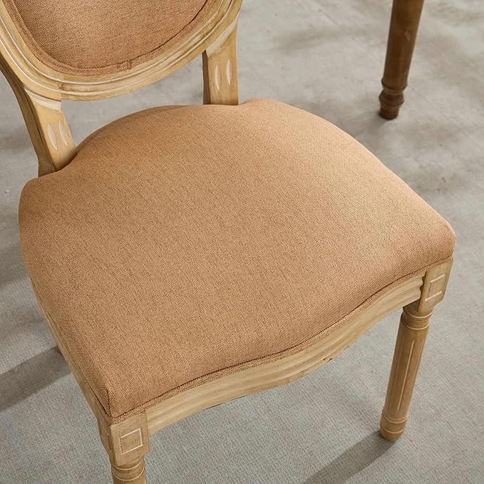SoarFlash French Dining Chairs Set of 4, Vantage Dining Chair with Round Back, Wood Leg Farmhouse Country Rattan Dining Chair for Kitchen,Bedroom,Brown