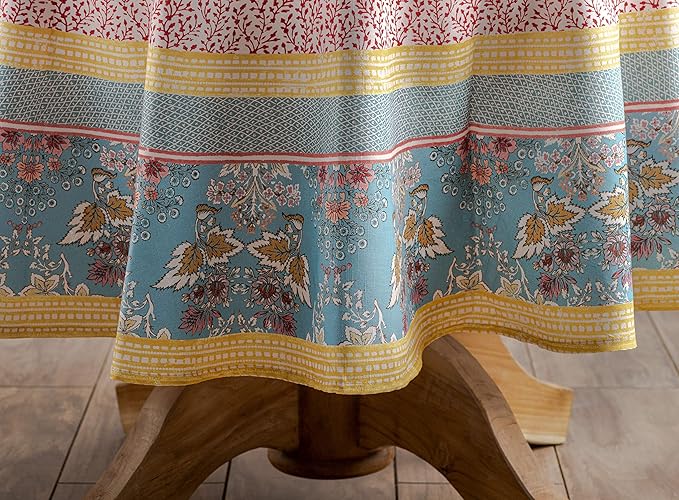 Maison d' Hermine Table Cloth Round Table 100% Cotton 69 Round Inches Tablecloth Reusable Decorative for Dining Room Farmhouse Home Valentines Day Decorations Spring Summer - Marquise