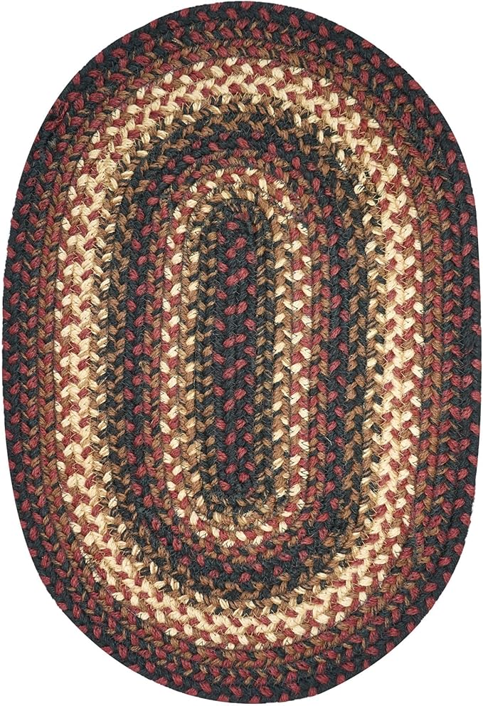 Homespice Prescott Jute Braided Placemats, Country Primitive Decor, Set of 4, Black and Red 13x19 Oval Table Mats - Vibrant Colors, Durable, Easy to Clean and Protects Furniture