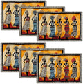 Kwanzaa Placemats Set of 6, African American Christmas Table Mats, Black Women Washable Place Mats for Coffee Bar Home Party Indoor Kitchen Dining Table Decoration 12x18 Inch