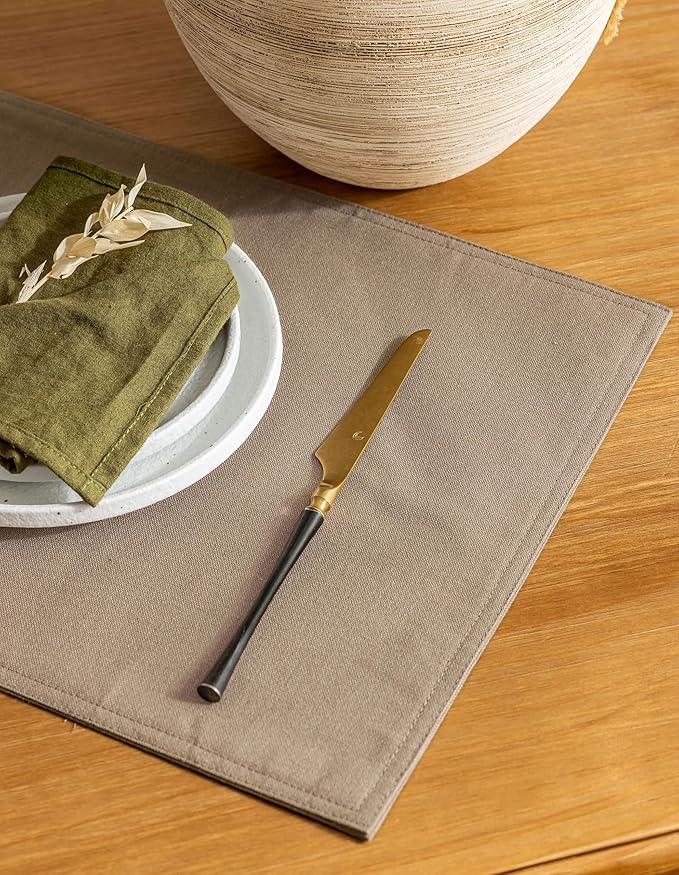 Rectangle Cloth Table Placemats Set of 12 Water Repellent Non Slip Heat Resistant Washable Linen Dining Place Mats Farmhouse Modern Table Decor 12x18 Inch