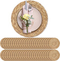 Aneco 48 Pack 13.8-Inch Round Woven Placemats Natural Hand-Woven Boho Rattan Wicker Bulrush Placemat Farmhouse Rustic Braided Table Mats for Dining & Kitchen Decor
