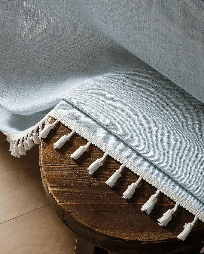 ZeeMart Contrast Linen Table Cloth Square Table Cloths 60x60 Inch Blue, Farmhouse Style Heavy Weight Blue Tablecloth, Water Resistant Burlap Tablecloths