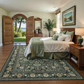 6x9 Vintage Rugs for Dining Room, Washable Rugs Non Slip Large Area Rug for Living Room Bedroom Office, Floor Decoration Big Rug Low-Pile Kid & Pet Friendly(Dark Green