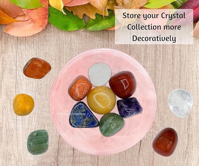 Rose Quartz Crystal Bowl - 3 Inch Decorative Bowls for Room and Home Decor - Gemstone Healing Crystals for Elegant Display, Positive Energy Balance and Gift