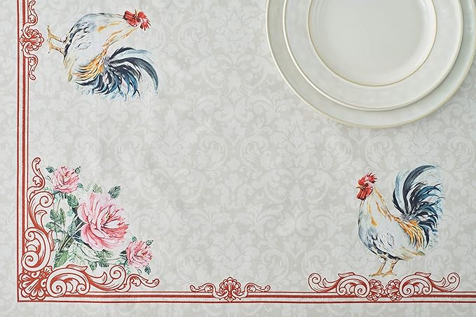 Maison d' Hermine Table Cloth Square Table 100% Cotton 60 x 60 Inches Tablecloth Reusable Decorative for Dining Room Farmhouse Home Valentines Day Decorations Spring Summer - Campagne