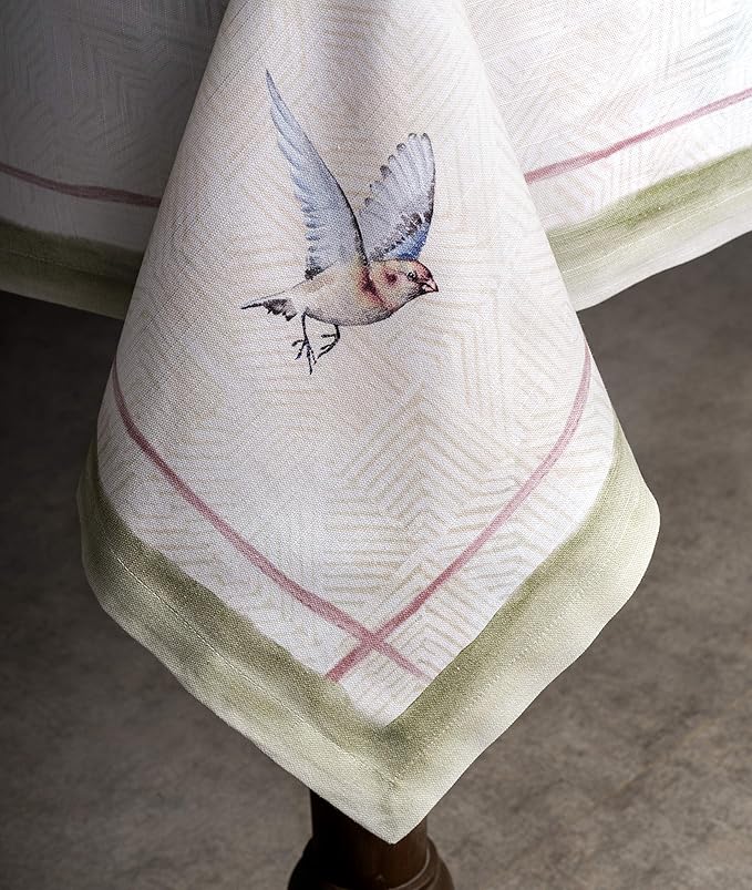 Maison d' Hermine Table Cloth Rectangle Table 100% Cotton 60 x 120 Inches Tablecloth Reusable Decorative for Dining Room Farmhouse Home Valentines Day Decorations Spring Summer - Flying Birds