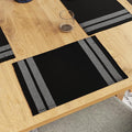 Encasa XO Dining Placemat Set of 6 | Ladder Black Color | Fine Ribbed Cotton Table mat | Size 18x13 in | Machine Washable