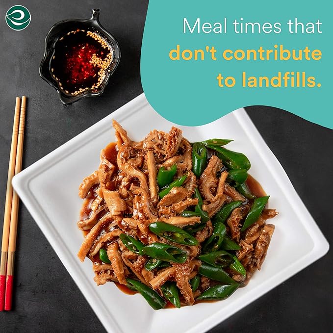 ECO SOUL 100% Compostable Square Paper Plates 10 Inch [100-Pack] Biodegradable Heavy Duty Eco-Friendly Disposable Plates for Dinner, Parties, Wedding & Event(White)