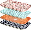 LEHAHA Ceramic Serving Platter, 12 x 7 inch Serving Trays for Party, Rectangular Serving Trays for Entertaining, Excellent Trays for Serving Food,Fruit,Cakes,Appetizers-Set of 4