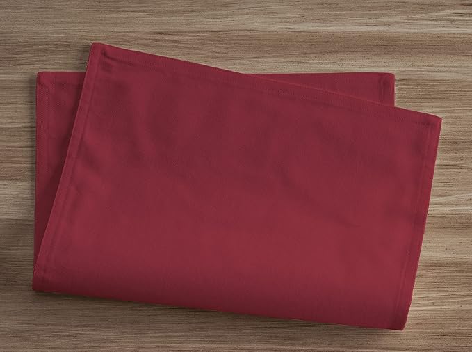 Calicot Placemats Set of 6 100% Cotton Washable Cloth Place Mats, Reusable Table Mats for Spring/Summer & Thanksgiving Christmas Decorations Kitchen Dining Party Wedding (Reddish Brown, 13" x 19")