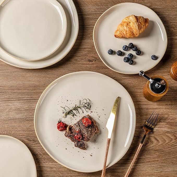 AmorArc Ceramic Plates Set of 6,8.5 Inch Handmade Reactive Glaze Stoneware Plates set for Dessert,Salad,Appetizer,Small Dinner Plates,Microwave & Dishwasher Safe,Scratch Resistant