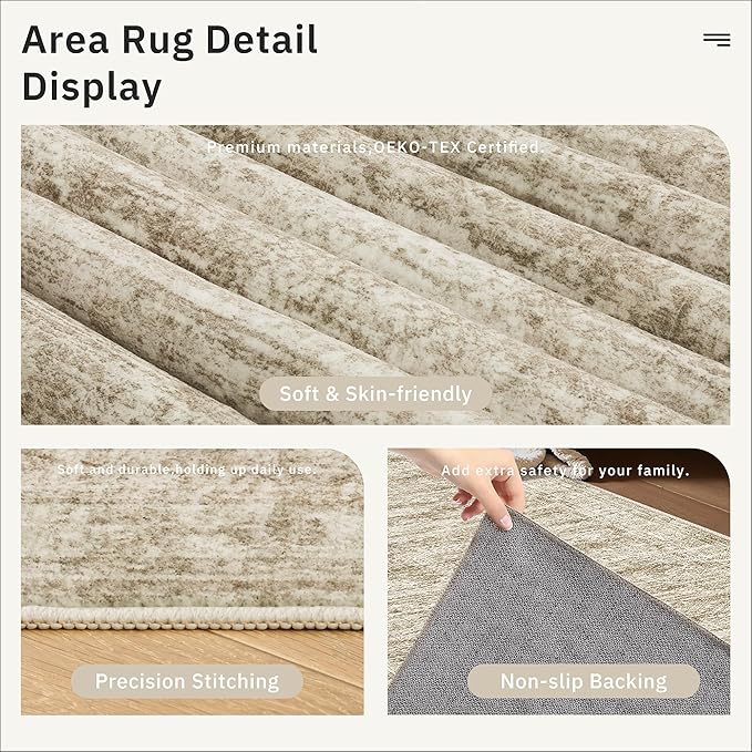 Washable Runner Rug, 2'6" x 8' Non-Slip Kitchen Vintage Foldable Hallway Runners for Entryway, Laundry, Bedroom, Brown