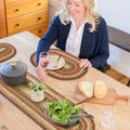 Homespice Gingerbread Jute Braided Table Runner, Warm Country Decor, Set of 2, Brown Oval 8x28 - Rich Colors, Easy to Clean, Durable and Protects Furniture