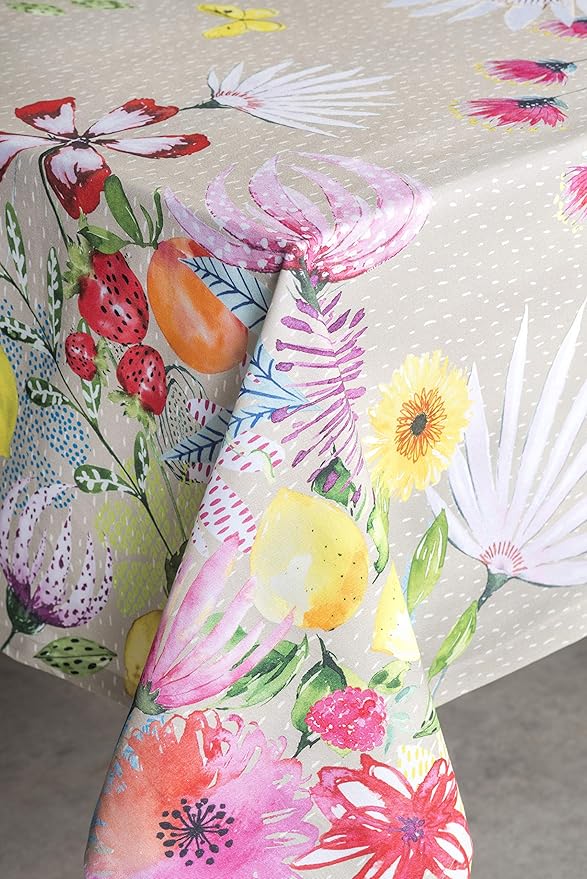 Maison d' Hermine Table Cloth Rectangle Table 100% Cotton 60 x 120 Inches Tablecloth Reusable Decorative for Dining Room Farmhouse Home Valentines Day Decorations Spring Summer - Jardin D'Ete - Fog