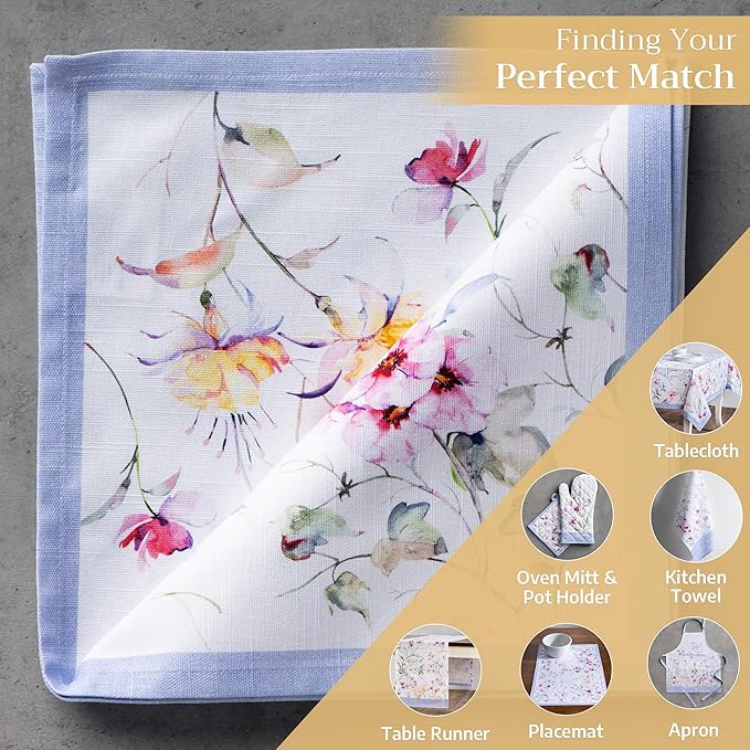 Maison d' Hermine Cloth Napkins Set of 4 100% Cotton Everyday Reusable Square Napkins Cloth Washable Dinner Party Wedding Restaurant Valentines Day Decorations Spring/Summer (Summer Floral, 20" x 20")
