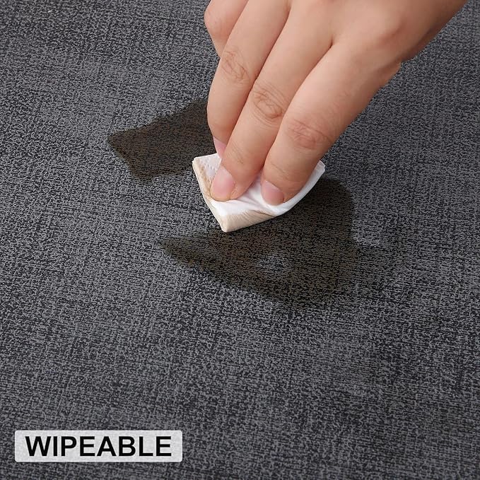 homing Faux Leather Heat Resistant Placemats 4 Packs, Waterproof Wipeable Dining PU Place Mats for Indoor & Outdoor, Easy to Clean, Charcoal