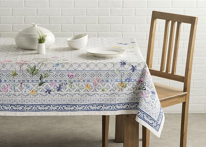 Maison d' Hermine Table Cloth Rectangle Table 100% Cotton 60 x 120 Inches Tablecloth Reusable Decorative for Dining Room Farmhouse Home Valentines Day Decorations Spring Summer - Faience