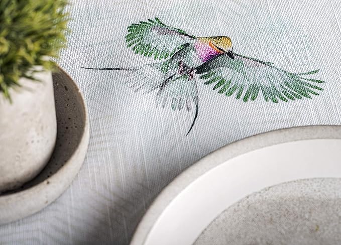 Maison d' Hermine Table Cloth Round Table 100% Cotton 63 Round Inches Tablecloth Reusable Decorative for Dining Room Farmhouse Home Valentines Day Decorations Spring Summer - Flying Birds