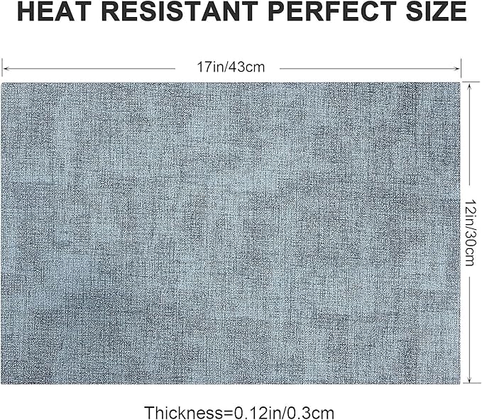Leather Heat Resistant Placemats Set of 6 Waterproof Wipeable Washable PU Table Mats,Easy to Clean Anti-Slip Place Mats (Blue, 6)