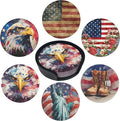 America Coasters Leather Round Drink Coasters 6 Pcs Set with Holderor for Cup Drink Coffee Table Bar Home Decor