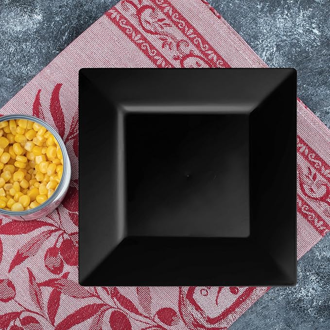 Smarty Had A Party 120 Disposable Plastic Dessert Plates, 8" Black Salad Plates for Appetizers and Buffets, Bulk Party Supplies for Events and All Occasions