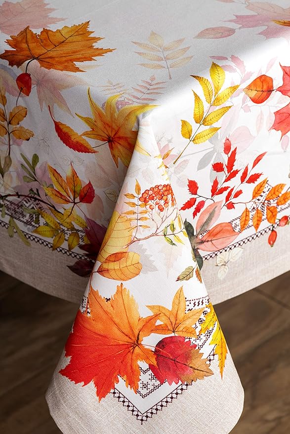 Maison d' Hermine Table Cloth Square Table 100% Cotton 54 x 54 Inches Fall Tablecloth Reusable Everyday Use for Thanksgiving Christmas Decorations Dining Farmhouse Party (Amarante)