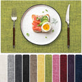 Blue Forest Placemats Set of 6, Dual-Layered Thickened Faux Linen Cloth Place Mats Heat Resistant Machine Washable Wrinkle Free Table Mats Indoor/Outdoor ((Lime Green)