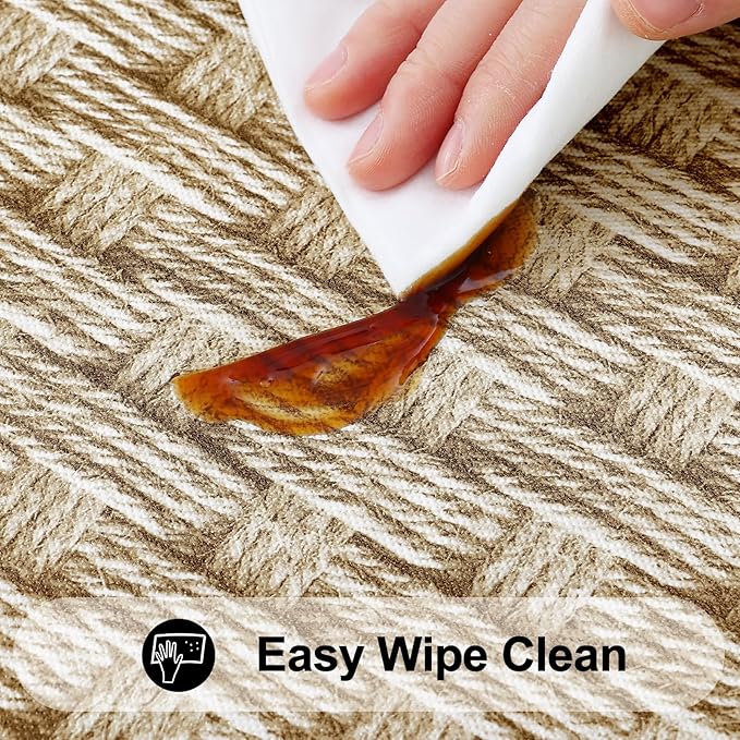 Smiry Rectangle Table Cloth Cover, Waterproof Elastic Fitted Picnic Tablecloth for 6 Foot Tables, Wipeable Flannel Backed Vinyl Tablecloths for Camping, Dining, Outdoor (Sand, 30" x 72")