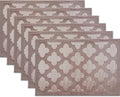 Elegant Placemats Vinyl Woven Heat-Resistant Placemats Set of 6 Washable Easy to Clean Table Mats for Dining Room and Decorate (Champagne)