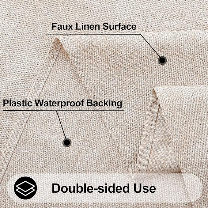 Smiry Round Faux Linen Table Cloth, Waterproof Burlap Fabric Tablecloth, Washable Decorative Farmhouse Table Covers for Kitchen, Dining, Parties, 60x60, Tan