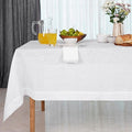 D'Moksha Homes Linen White Tablecloth 60 x 102 Inch - 100% Pure Linen Rectangular Table Cloth - Machine Washable Tablecloth for Valentines, Spring, Easter