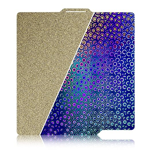 IdeaFormer Smooth Kaleidoscope PEK+Textured PEI Spring Steel Sheet 257x257mm,Flexible PEK+PEI Without Magnetic Build Plate for Bambu Lab X1/X1C/X1E/P1P/P1S/A1 3D Printers.