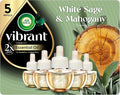 Air Wick Plug in Scented Oil Refill, 5ct, White Sage & Mahogany, Air Freshener, Essential Oils