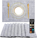 Cloth Placemats Set of 8, Double Thickened Washable Dining Table Mats Place Mats Indoor/Outdoor Linen Place Mats for Dinner Table Durable Table Mats Easy to Clean(Silver Gray)