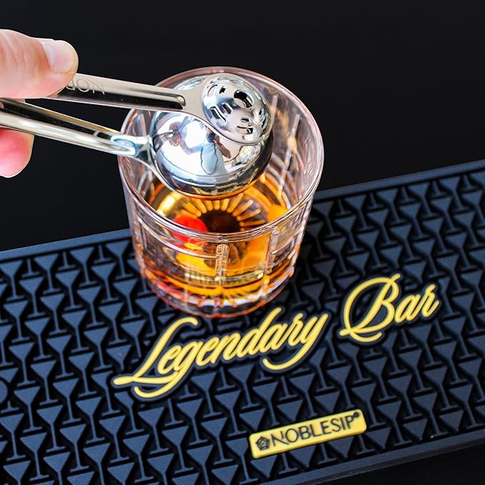 NobleSip Bar Mat 3in1 𝗜𝗡𝗡𝗢𝗩𝗔𝗧𝗜𝗩𝗘 with Cutting Board and Glass Rimmer "Legendary Bar". Upgrade your commercial cocktail station, or home bar with a multifunctional, compact, and stylish mat